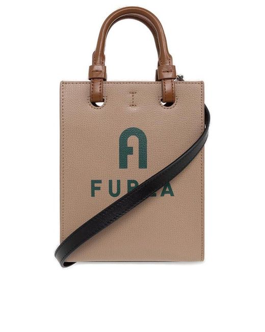 Furla Gray Varsity Style Mini Tote Bag