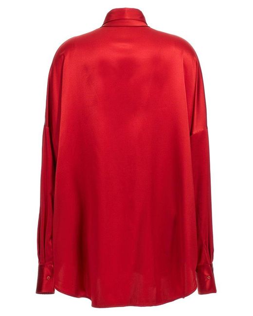 Ermanno Scervino Red Oversized Satin Shirt