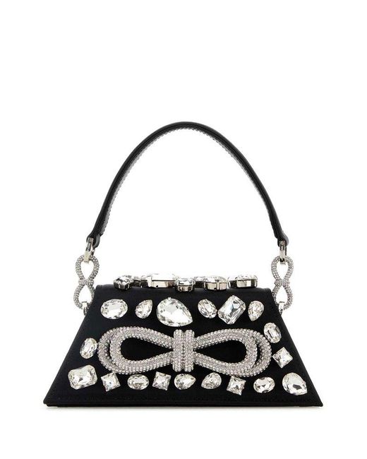 Mach & Mach Black Mach&Mach Crystal Embellished Tote Bag