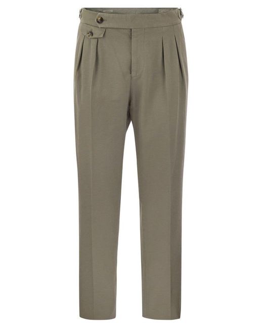 Brunello Cucinelli Gray Twisted Cotton Gabardine Trousers