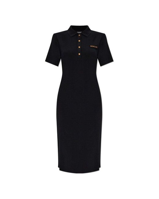 Moncler Black Dress With Logo Patch