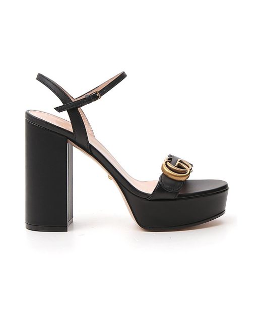 Gucci Black Platform Sandal With Double G