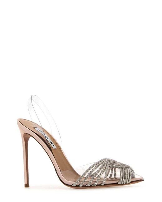Aquazzura Metallic Gatsby Embellished Slingback Sandals