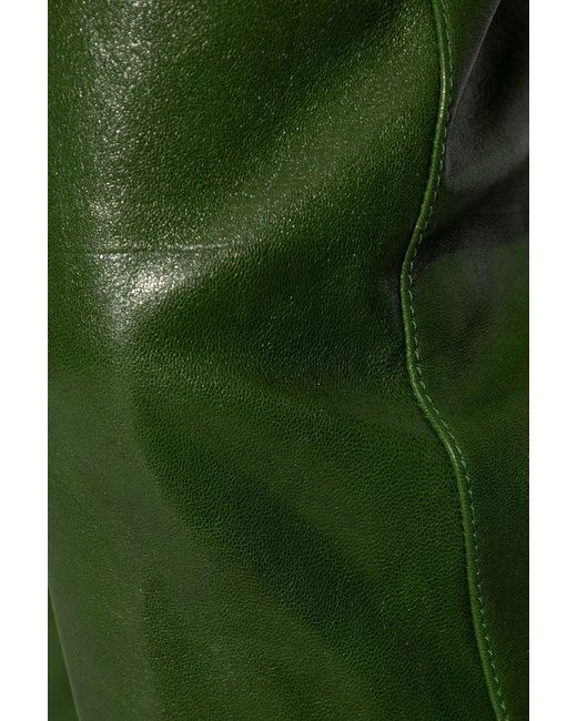Ferragamo Green Leather Pants By