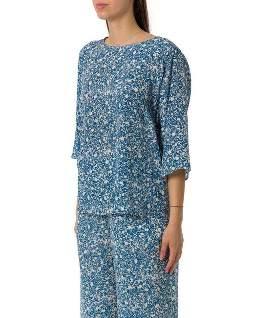 Weekend by Maxmara Blue Ginnico All-Over Patterned Top