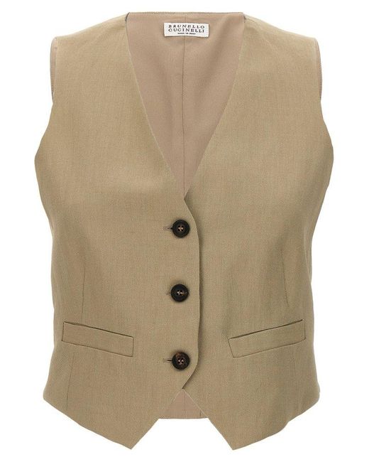 Brunello Cucinelli Natural Cropped Vest