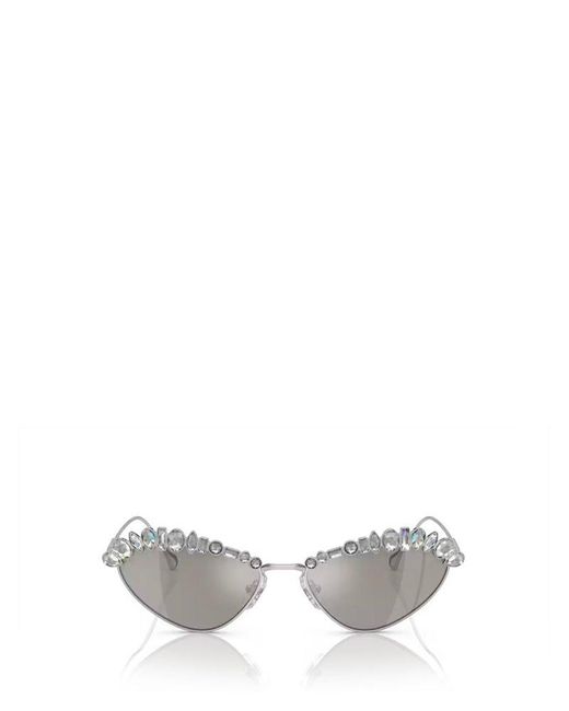Swarovski White Embellished Cat-eye Frame Sunglasses