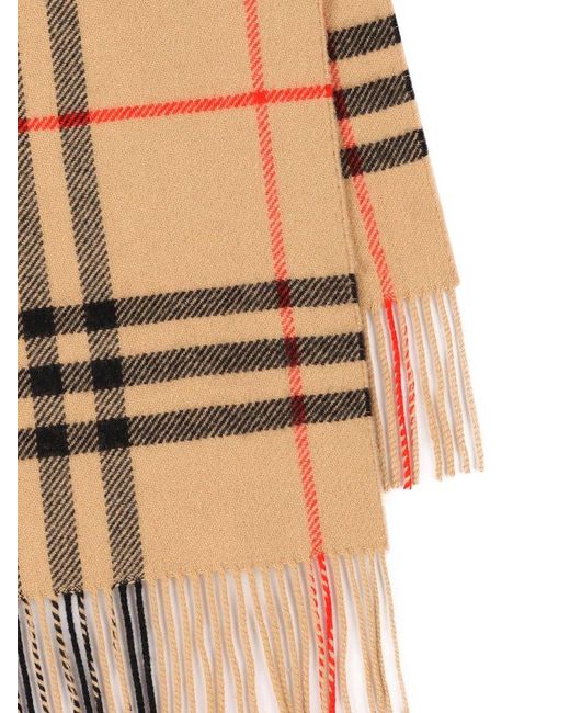 Burberry Natural Checked Fringed-edge Wraparound Scarf for men
