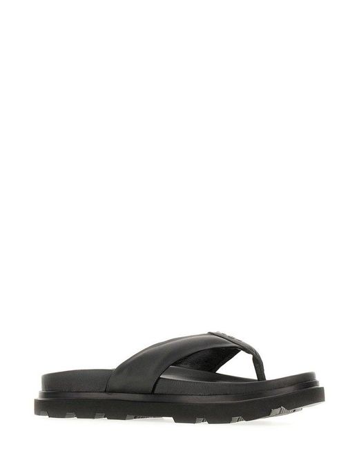 Ugg Black Capitola Logo Embossed Flip Slides