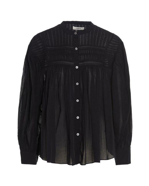 Étoile Isabel Marant Cotton Plalia Long-sleeved Blouse in Black | Lyst