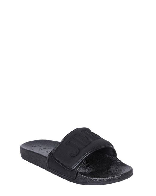 Jimmy Choo Black Logo-embossed Slip-on Sandals