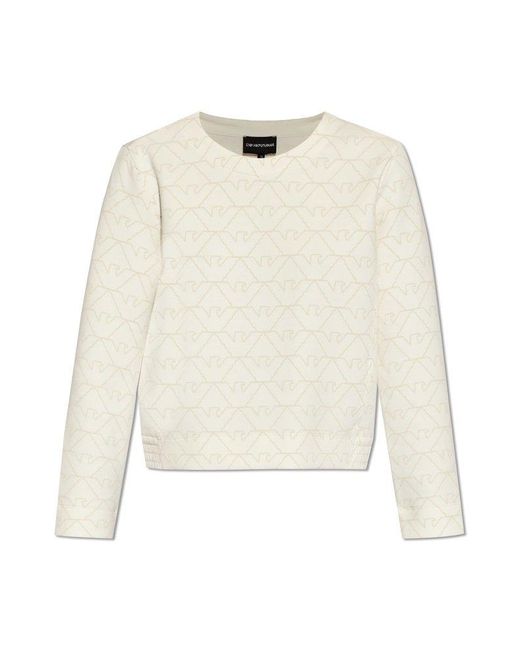 Emporio Armani White Monogrammed Sweatshirt,