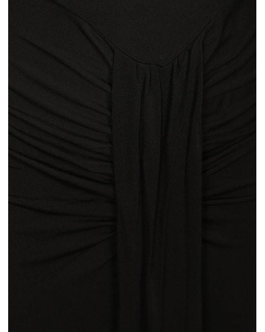 Staud Black Long-Sleeved Draped Midi Dress