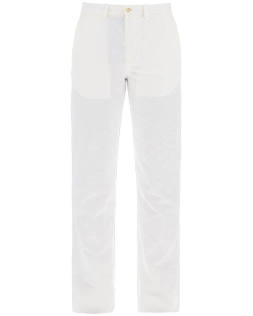 Polo Ralph Lauren White Lightweight Linen And Cotton Trousers for men