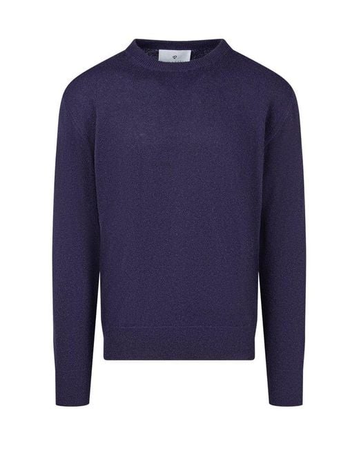Seven Gauge Blue Crew Neck Pullover for men