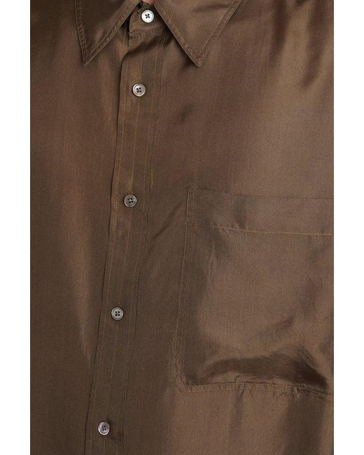 Lemaire Brown Buttoned Long-sleeved Shirt for men