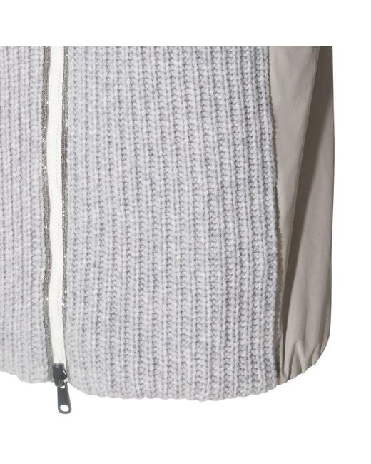 Brunello Cucinelli Gray Zip Up High-neck Jacket