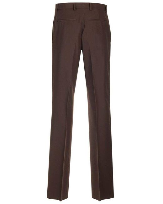 Ferragamo Brown Flat Front Tailored Trousers for men