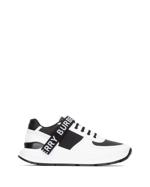 Burberry Black Logo Detail Leather And Nylon Sneakers for men