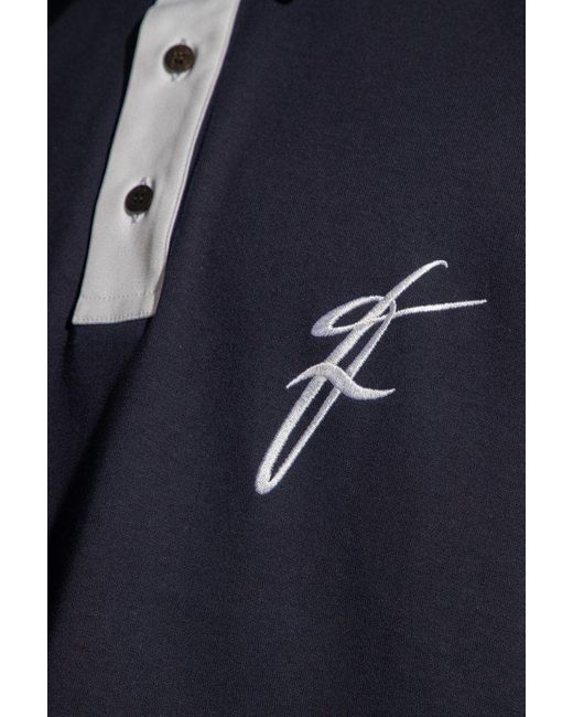 Ferragamo Blue Polo Shirt With Long Sleeves, for men