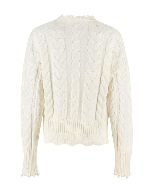 Pinko White Maxi Cable-knit Jumper