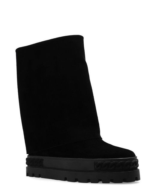 Casadei Black Braided Detailed Wide Ankle Boots