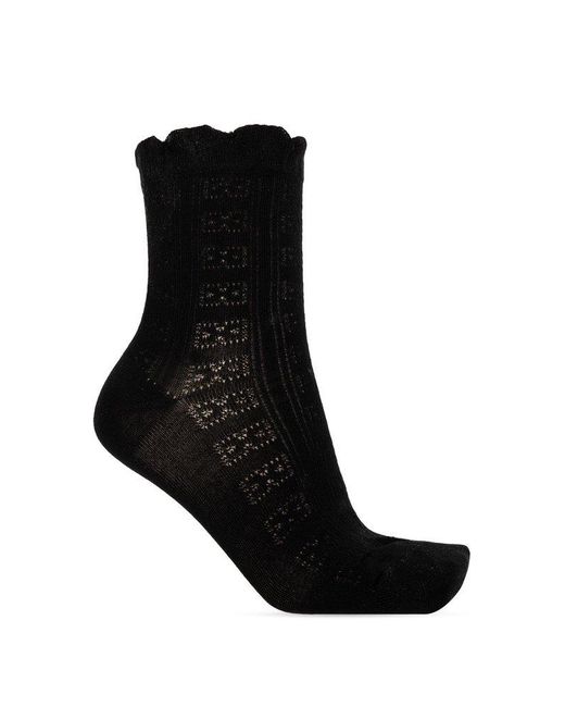 Ganni Black Ruffled Socks,
