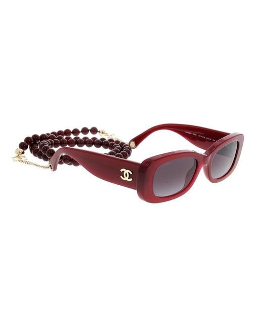 Chanel Square Frame Beaded Sunglasses in Red