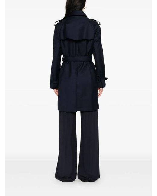 Montecore Blue Double-Breasted Trench Coat