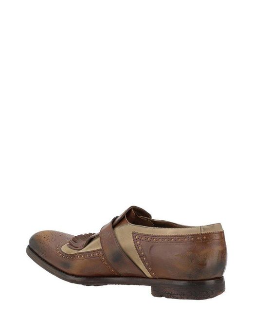 Church's Brown Glace Monk Strap Loafers for men