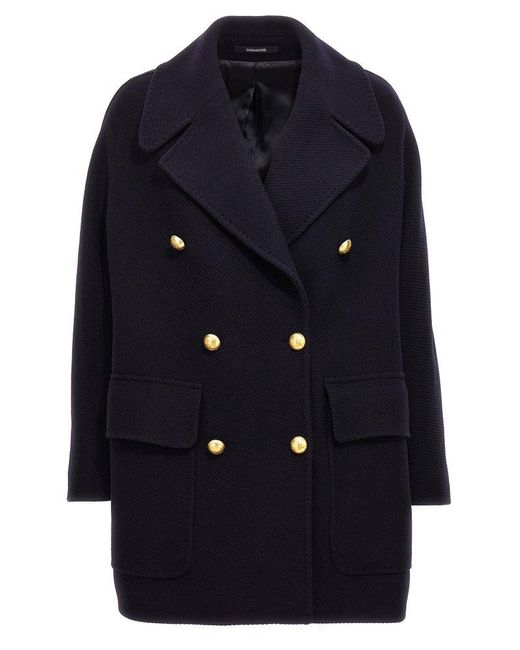 Tagliatore Blue Lillian Double-breasted Long Sleeved Coat