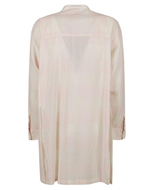 Aspesi White Pleat Detail Long Shirt Dress