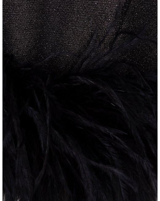 Oseree Black Lumiere Blouse With Feathers