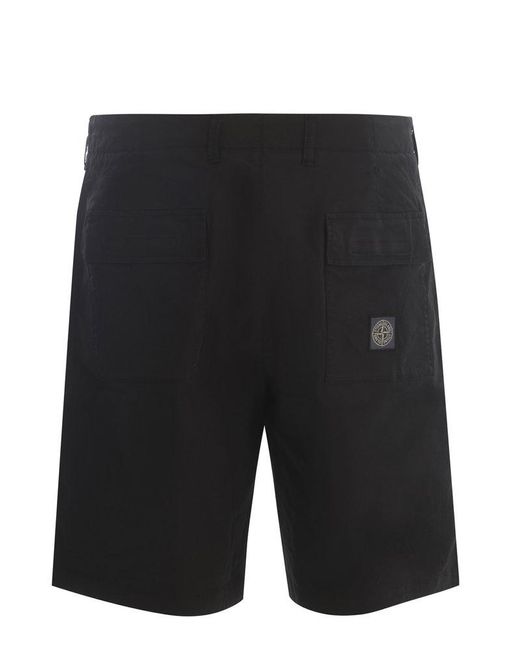 Stone Island Black Logo-patch Shorts for men
