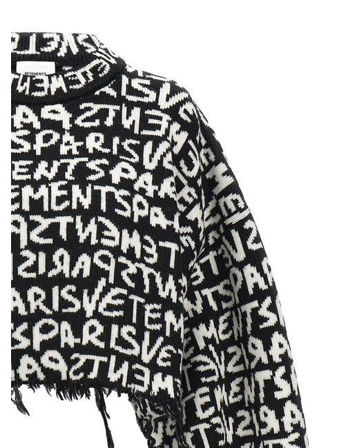 Vetements Black 'Graffiti Monogram' Sweater