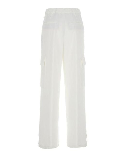 Eleventy White Combat Trousers With Double Pleats