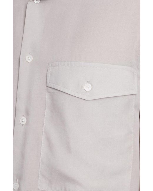 Emporio Armani Gray Semi-sheer Hooded Buttoned Shirt for men