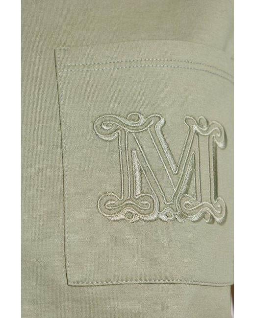 Max Mara Black Logo Embroidered Pocket Crewneck T-Shirt