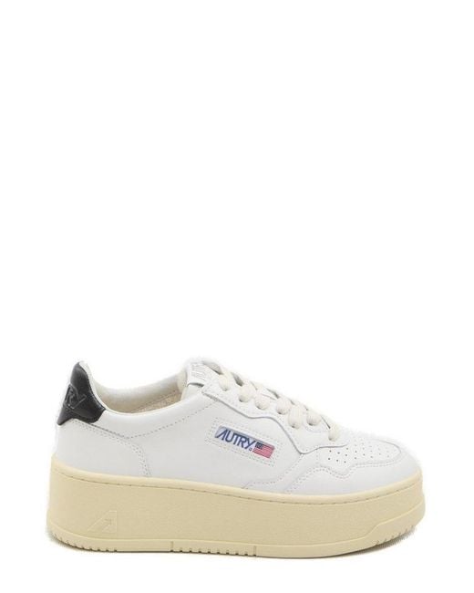 Autry White Medalist Logo Embroidered Platform Sneakers