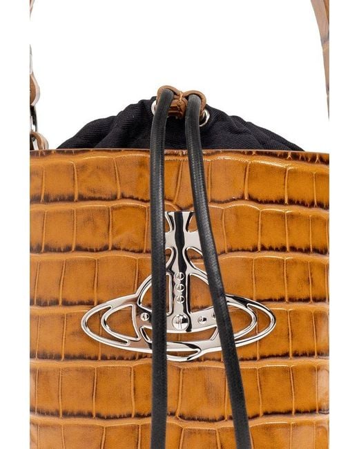 Vivienne Westwood Orange Daisy Embossed Bucket Bag