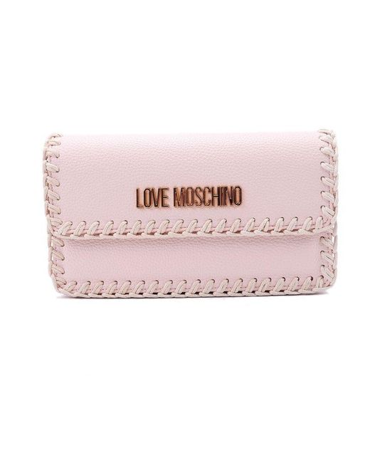 Love Moschino Pink Whipstitch-trim Chain-linked Shoulder Bag