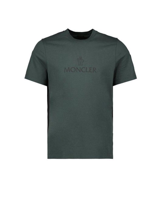 Moncler Green Logo Printed Crewneck T-shirt for men