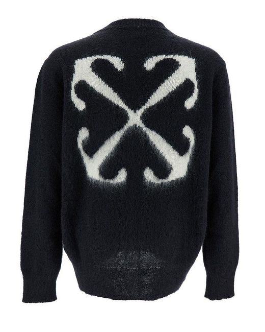 Off-White c/o Virgil Abloh Blue Sweater With Arrow Motif In Mohair for men