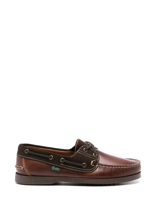 Paraboot Brown Barth Round Toe Boat Shoes for men