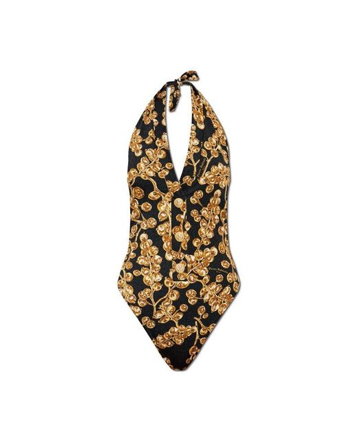 Balmain Metallic Graphic-Print Swimsuit