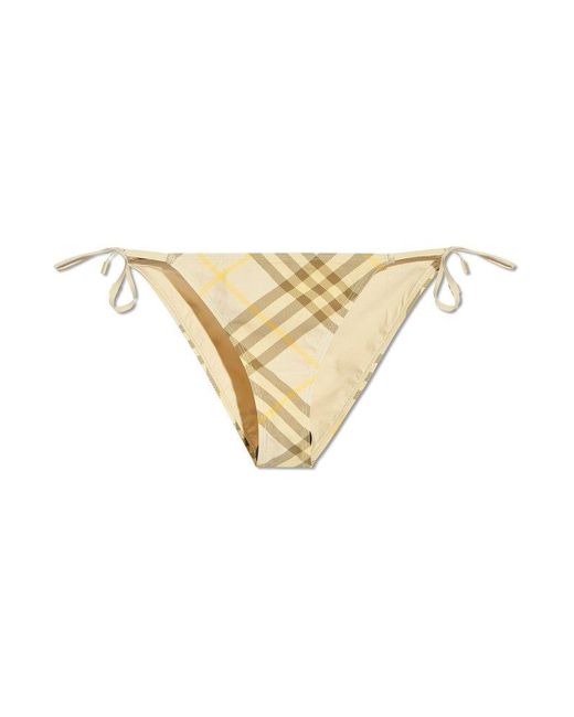Burberry Natural Check-printed Side-tied Bikini Briefs