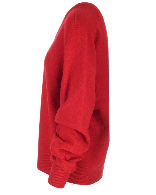 Tory Burch Red V-neck Long-sleeved Sweater