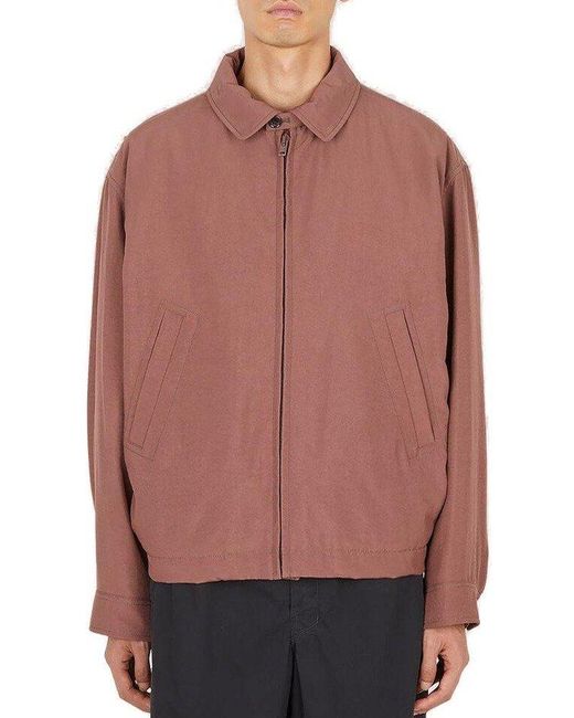 Lemaire Long-sleeved Zipped Bomber Jacket in Red for Men | Lyst Canada