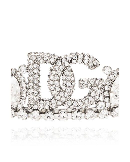Dolce & Gabbana White Crystal-embellished Tiara Headband