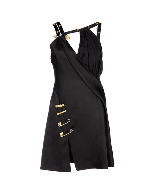 Versace Black Safety Pin Embellished Dress